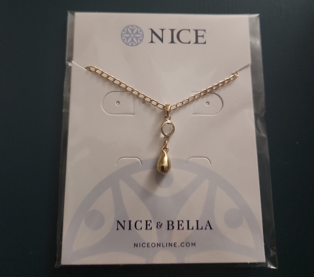 18K GOLD-plated & clear CRYSTAL pear-drop pendant necklace